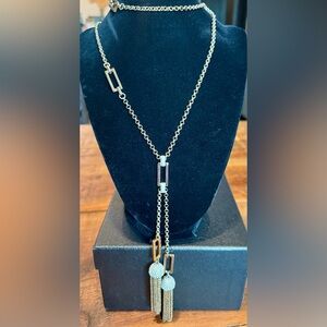 Lulu Frost Gold tone and faux seed pearl long tassel Necklace